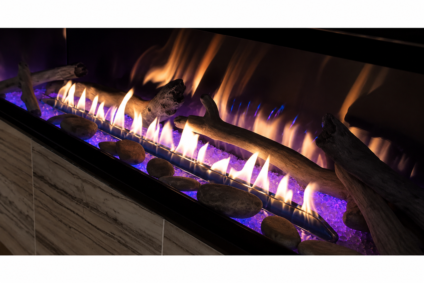 Empire Boulevard 60" Linear Vent Free Contemporary Gas Fireplace With Thermostat Variable Remote Control