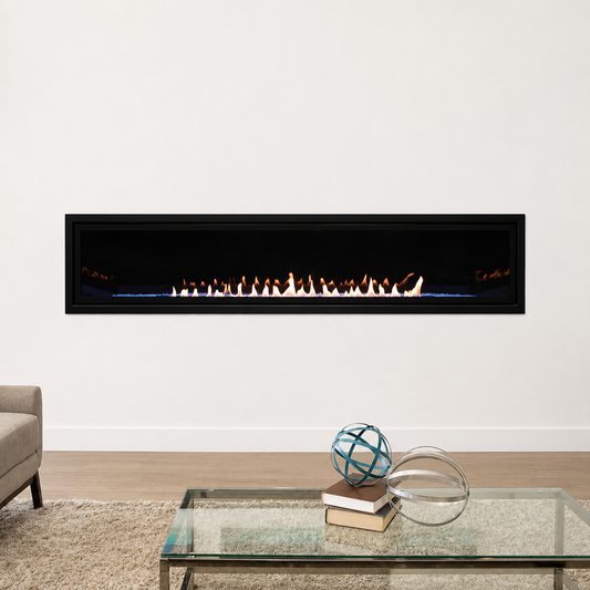 Empire Boulevard 72" Linear Vent Free Contemporary Gas Fireplace With Thermostat Variable Remote Control