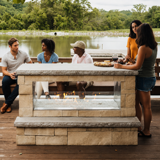 Empire Carol Rose OLL60SP 60" Stainless Steel Outdoor Linear See Through Gas Fireplace