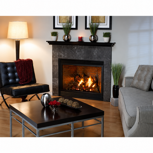 Empire Tahoe Luxury 36" Zero Clearance Direct Vent Gas Fireplace with Blower and Log Set