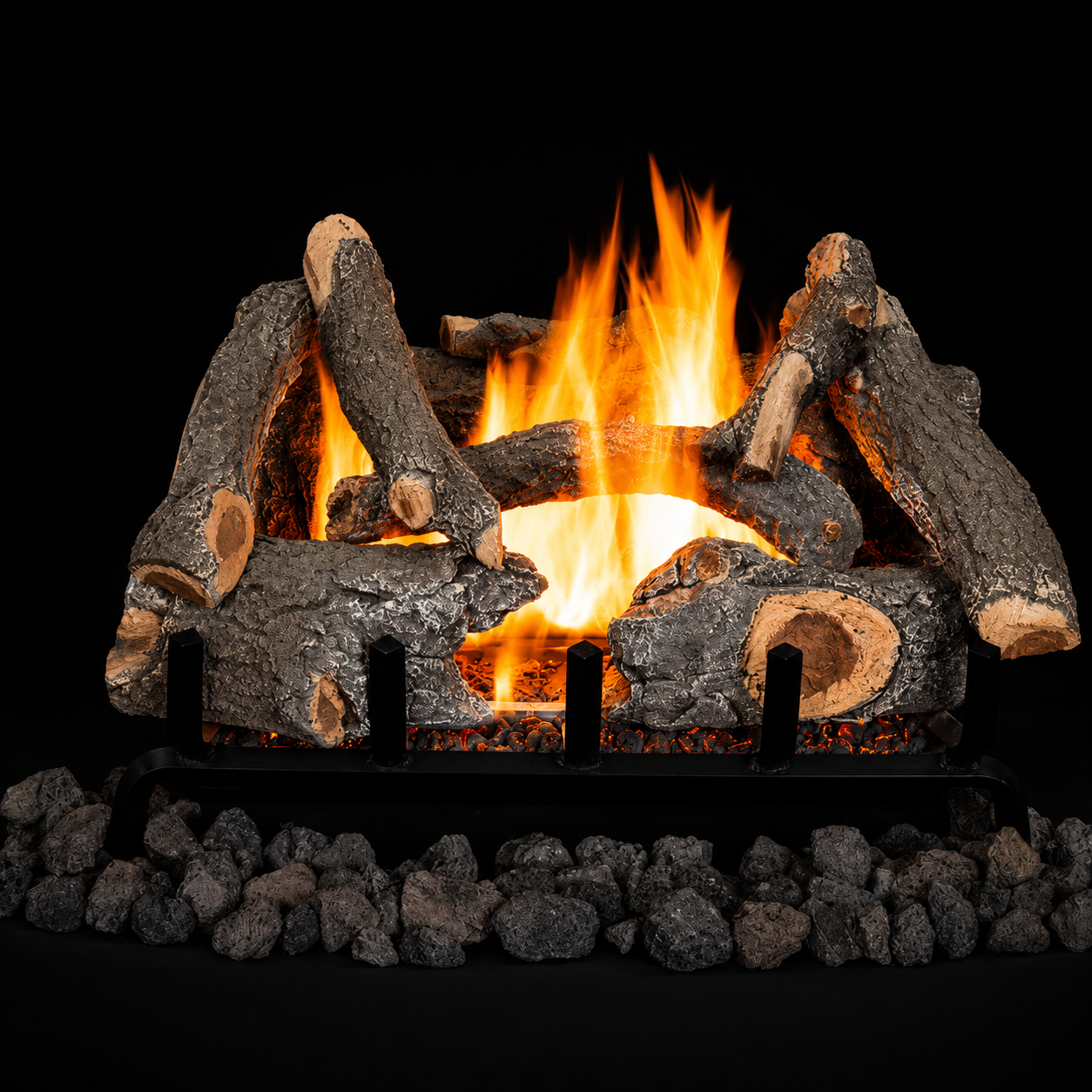 Superior OZARKCHARRED36 Dual-Burner Series 36" Oak Indoor 10-Piece Vented Gas Log Set