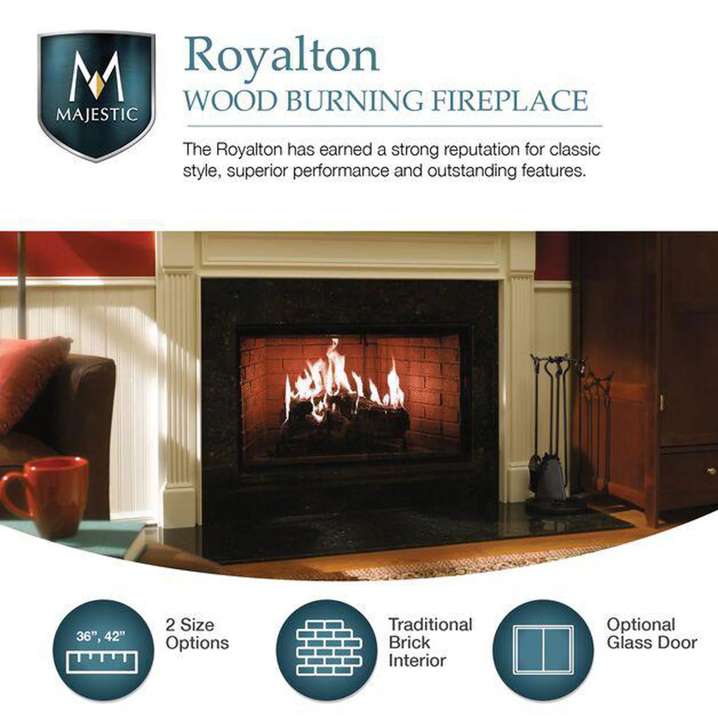 Majestic Royalton Traditional 36" Wood Burning Fireplace