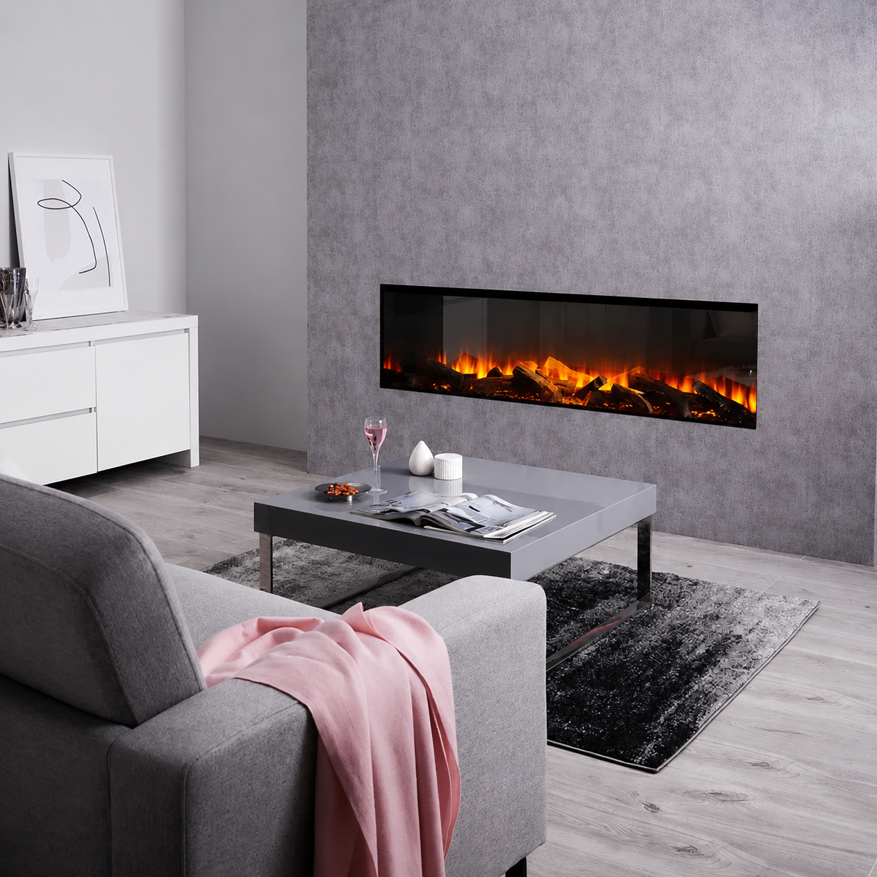 British Fires 63" Black Edition New Forest 1600 Multi-Sided Electric Fireplace