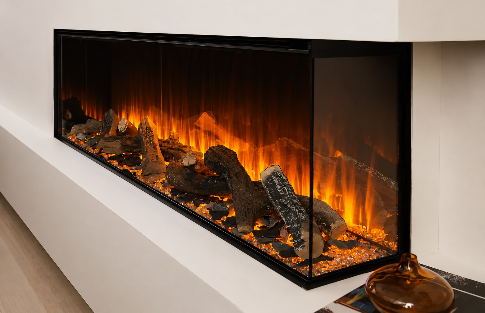 British Fires 63" Black Edition New Forest 1600 Multi-Sided Electric Fireplace