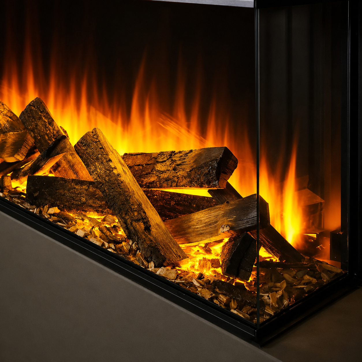 British Fires 63" Black Edition New Forest 1600 Multi-Sided Electric Fireplace