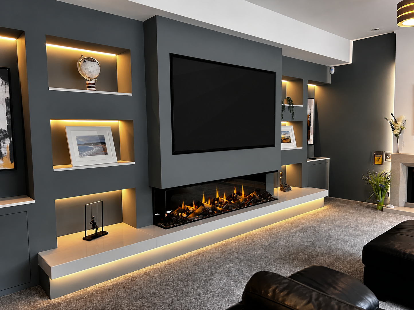 British Fires 63" Black Edition New Forest 1600 Multi-Sided Electric Fireplace