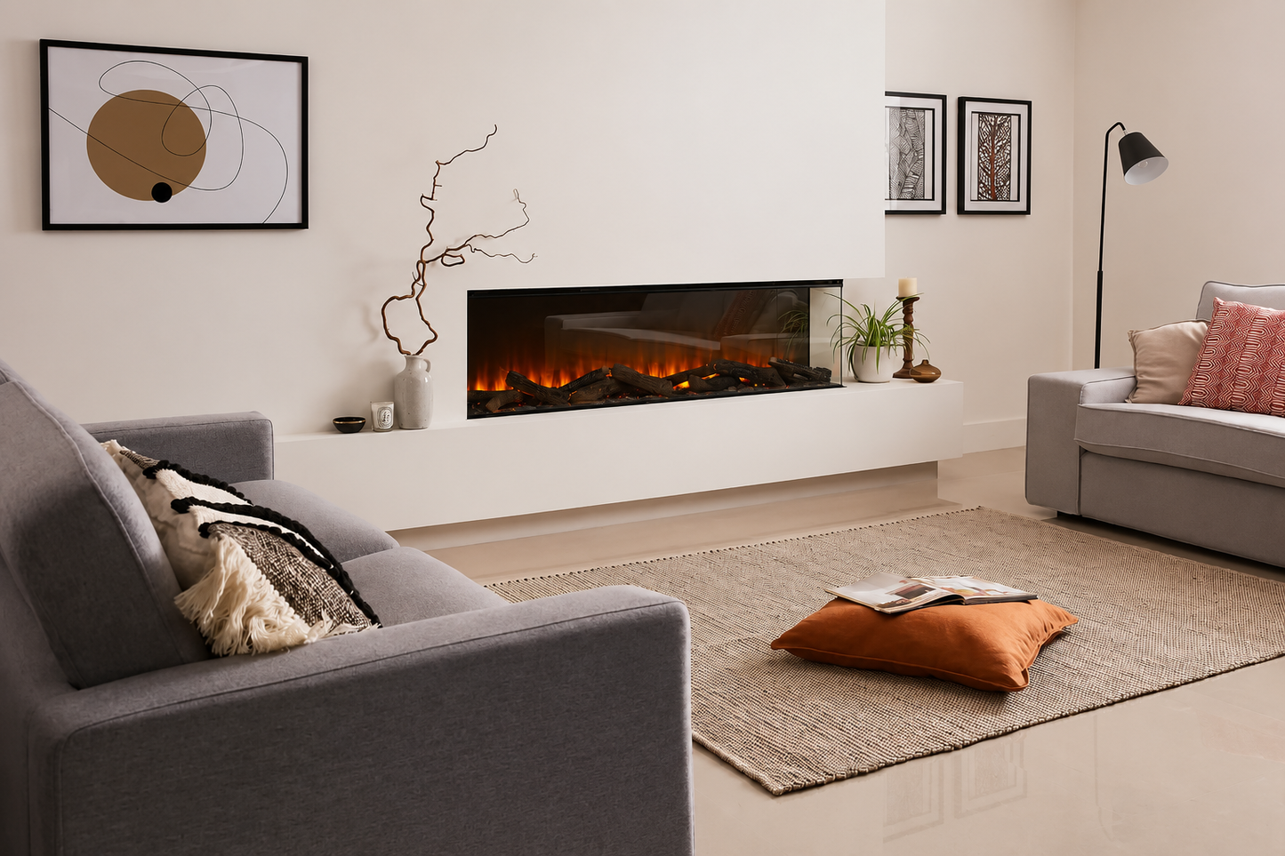 British Fires 63" Black Edition New Forest 1600 Multi-Sided Electric Fireplace