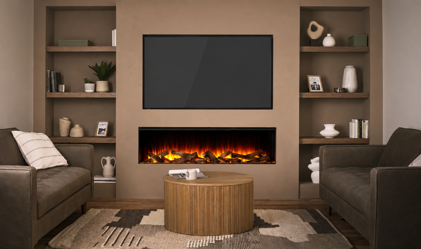 British Fires 63" Black Edition New Forest 1600 Multi-Sided Electric Fireplace