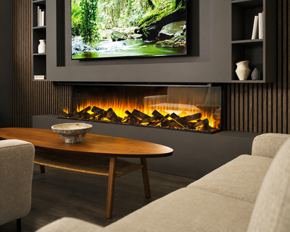 British Fires 75" Black Edition New Forest 1900 Multi-Sided Electric Fireplace