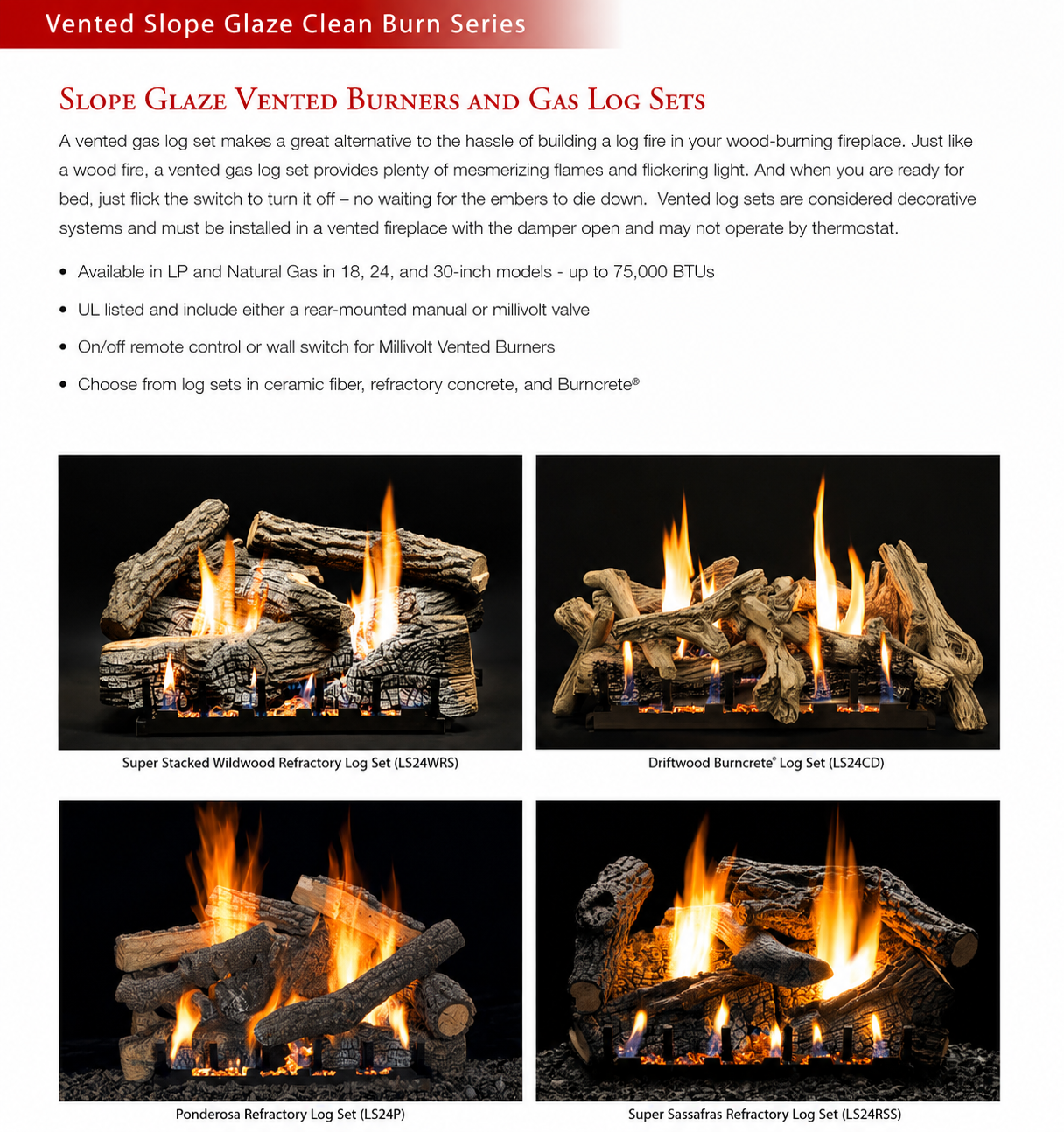 Empire 18" Slope Glaze Indoor Vented Gas Burner With On/Off Switch