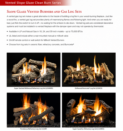 Empire 18" Slope Glaze Indoor Vented Gas Burner With On/Off Switch