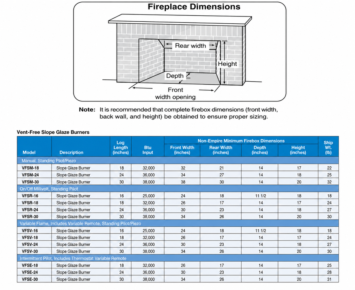 Empire 24" Manual Control Vent Free Slope Glaze Gas Burner