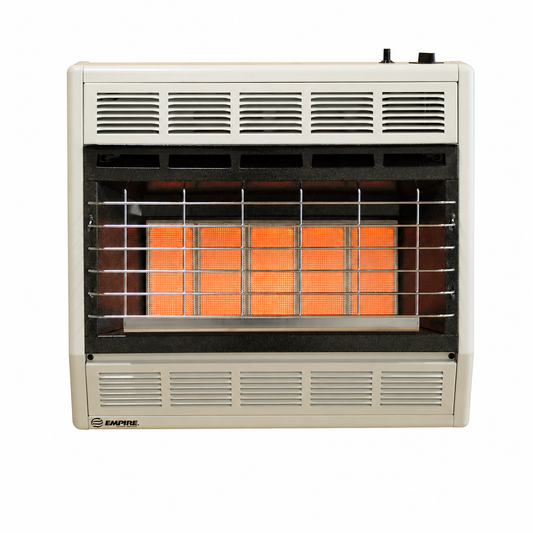 Empire 24" White Vent Free Infrared Heater 30,000 BTU with Thermostat Control