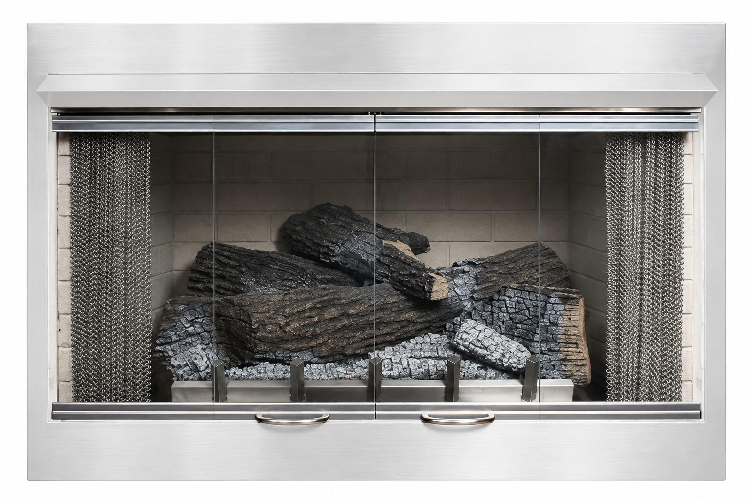 Empire BDO42SS Stainless Steel Bi-Fold Glass Door for 42" Carol Rose Coastal Premium Outdoor Firebox