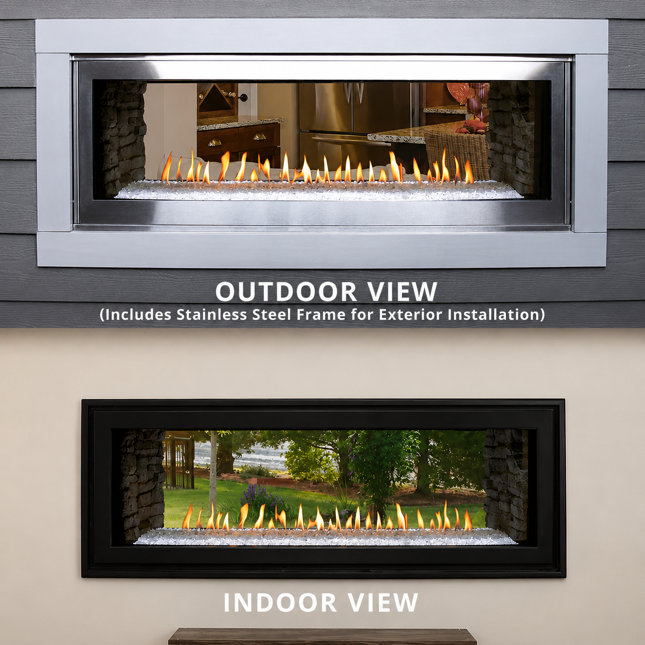 Empire Boulevard 48" See-Through Direct Vent Linear Gas Fireplace with Multi Function Remote