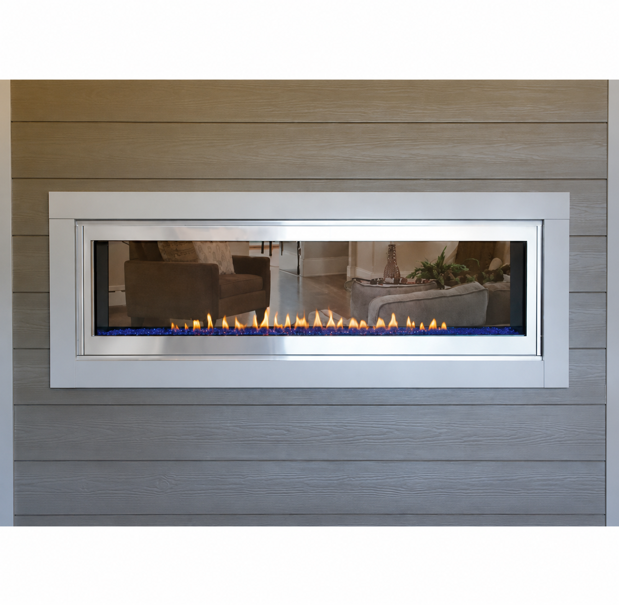Empire Boulevard 60" Linear Vent Free Contemporary See Through Gas Fireplace