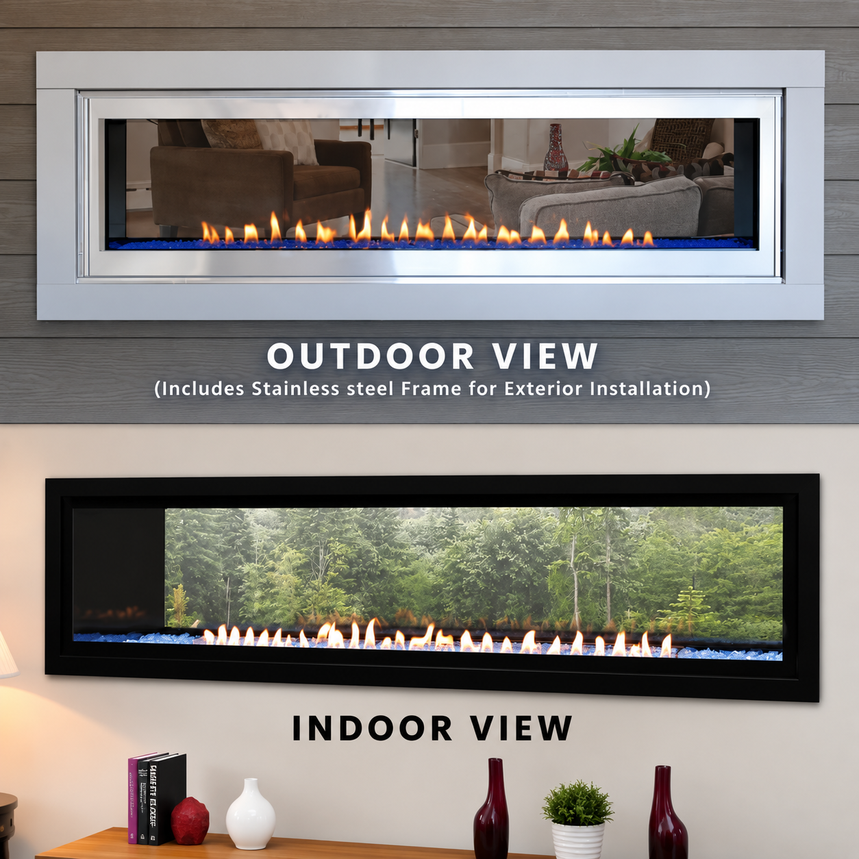Empire Boulevard 60" Linear Vent Free Contemporary See Through Gas Fireplace