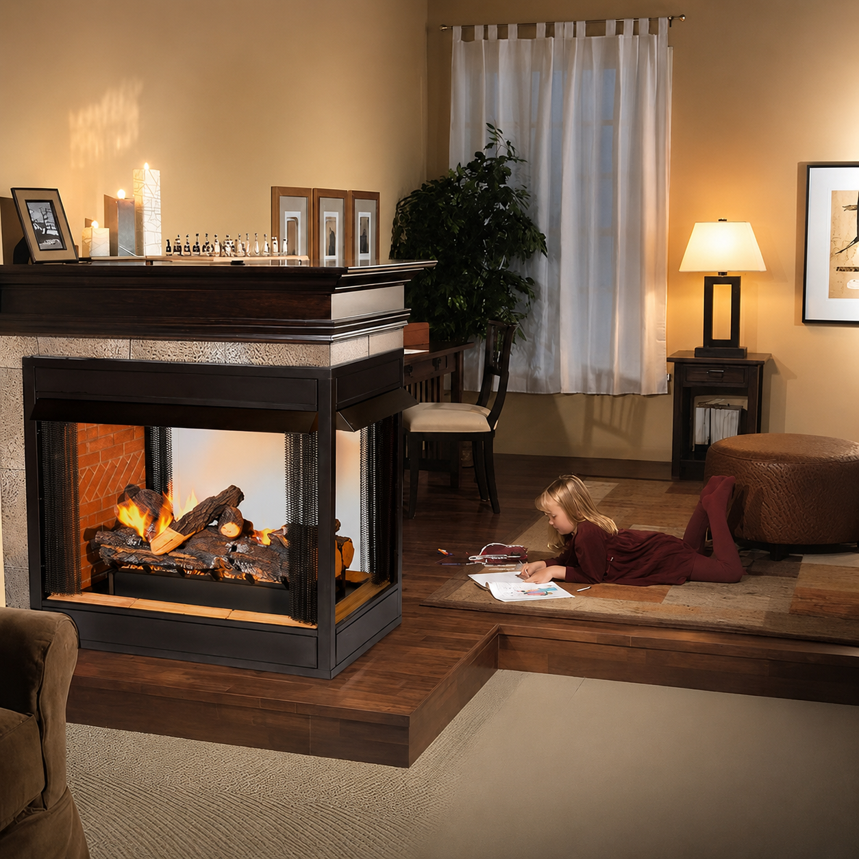 Empire Breckenridge Peninsula 36" Multi-Sided Ventless Premium Firebox