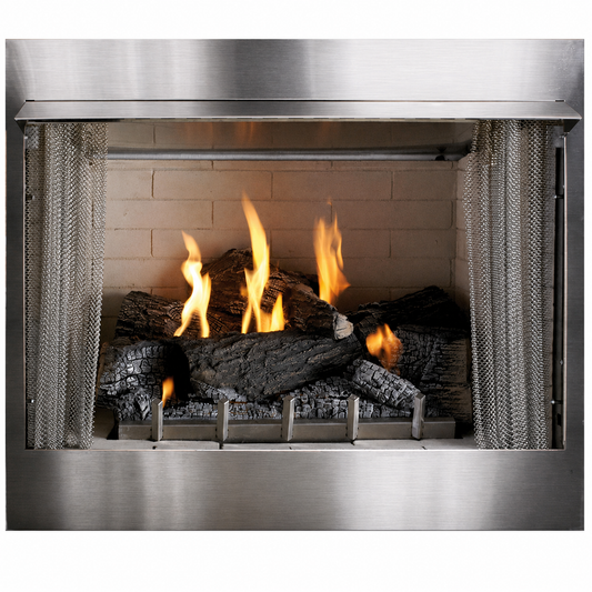 Empire Carol Rose 36" Stainless Steel Premium Outdoor Gas Fireplace with Harmony Burner and Refractory Liner
