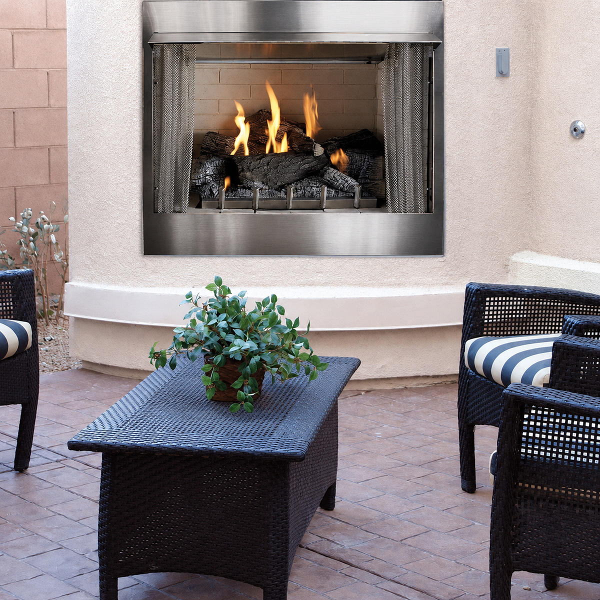 Empire Carol Rose 36" Stainless Steel Premium Outdoor Gas Fireplace with Harmony Burner and Refractory Liner