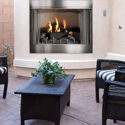Empire Carol Rose 36" Stainless Steel Premium Outdoor Gas Fireplace with Harmony Burner and Refractory Liner