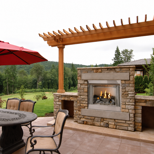 Empire Carol Rose 42" Stainless Steel Premium Outdoor Gas Fireplace with Harmony Burner and Refractory Liner