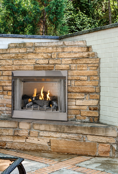 Empire Carol Rose 42" Stainless Steel Premium Outdoor Gas Fireplace with Harmony Burner and Refractory Liner