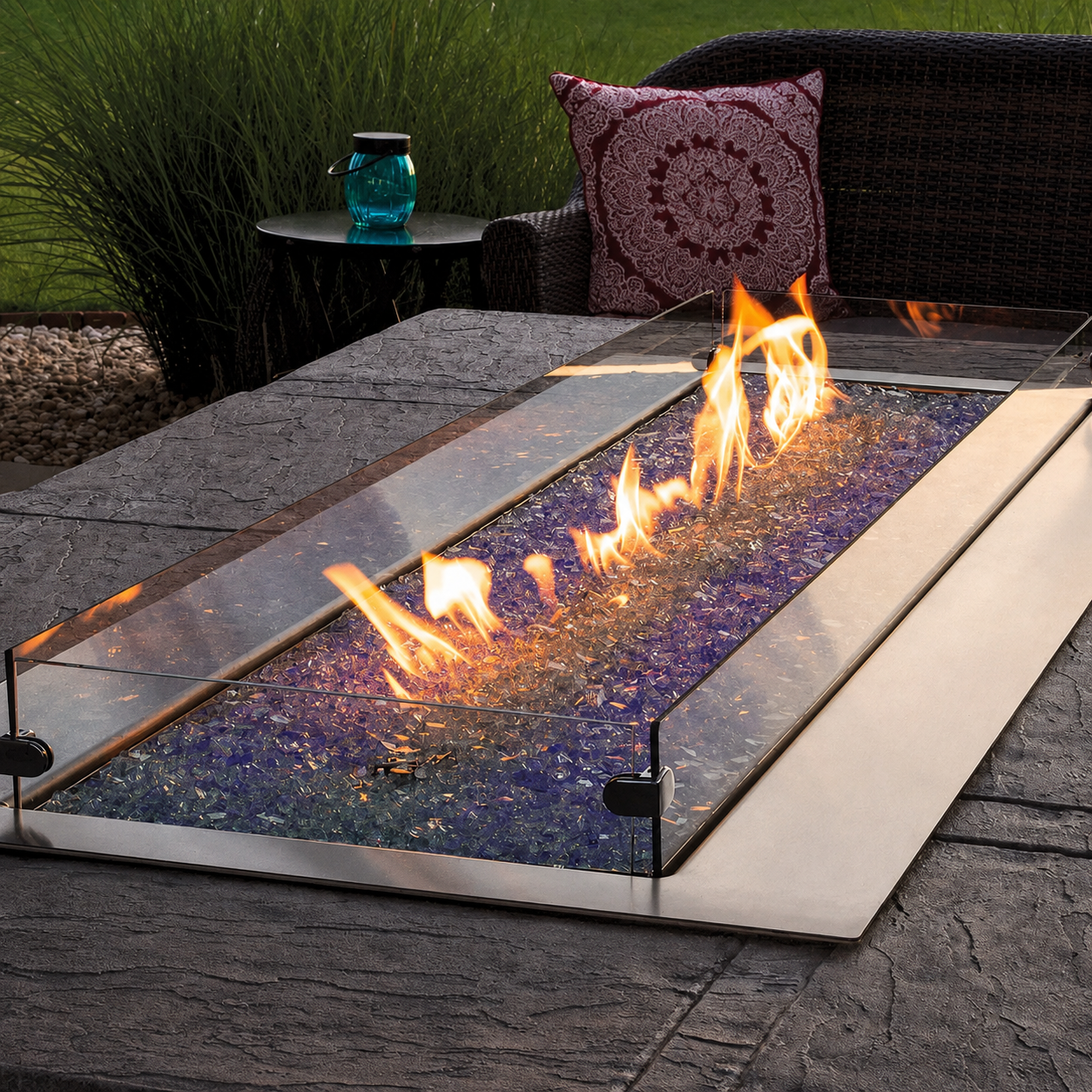 Empire Carol Rose Coastal 60" Stainless Steel Outdoor Linear Gas Fire Pit