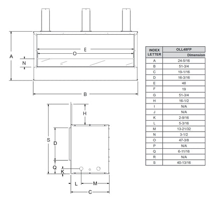 Empire Carol Rose OLL48FP 48" Stainless Steel Outdoor Linear Gas Fireplace