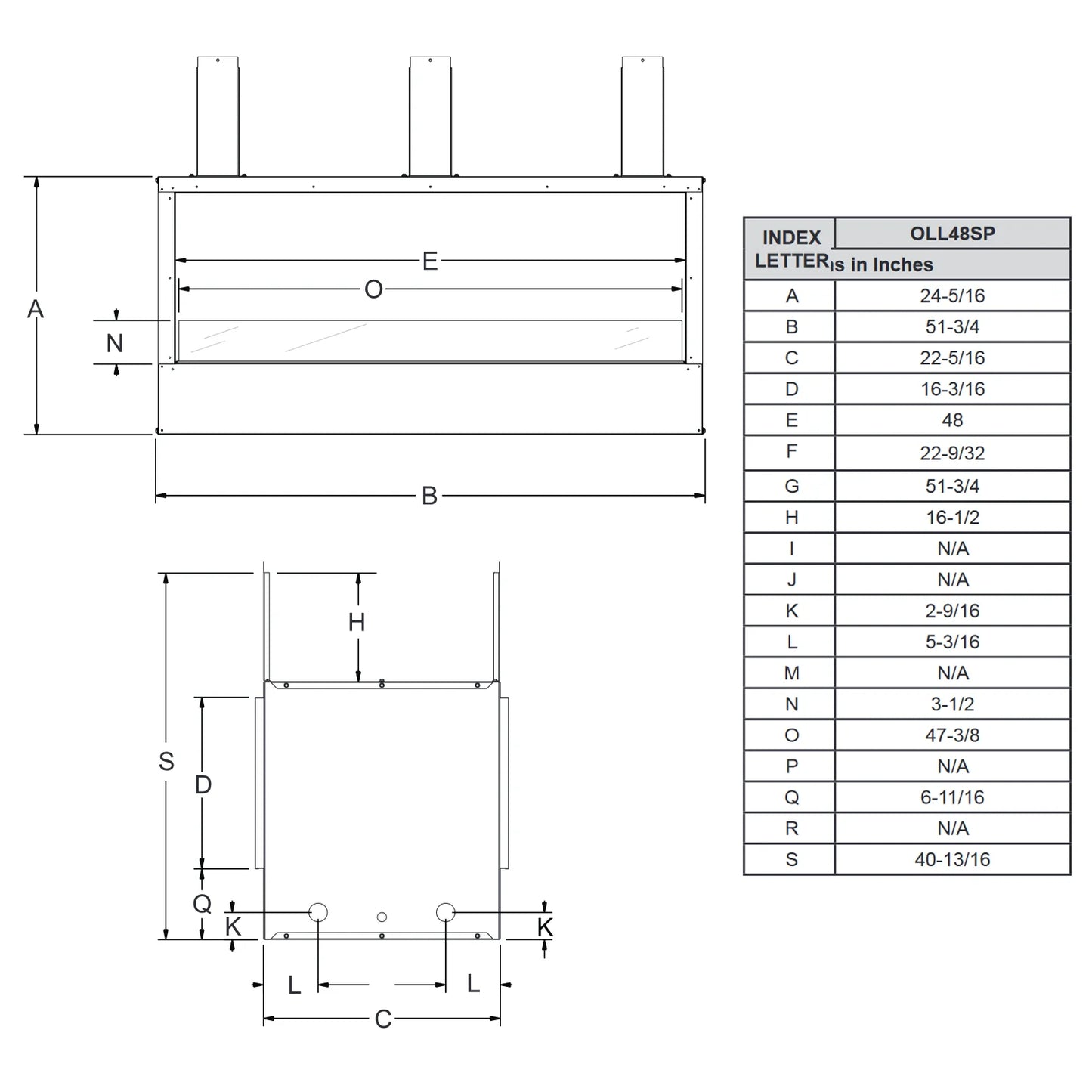 Empire Carol Rose OLL48SP 48" Stainless Steel Outdoor Linear See Through Gas Fireplace