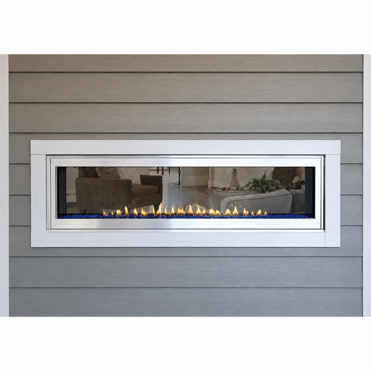 Empire DFEV60LSS Stainless Steel Exterior Wall Frame With Glass Window for 60" Boulevard Vent Free See Through Linear Fireplace