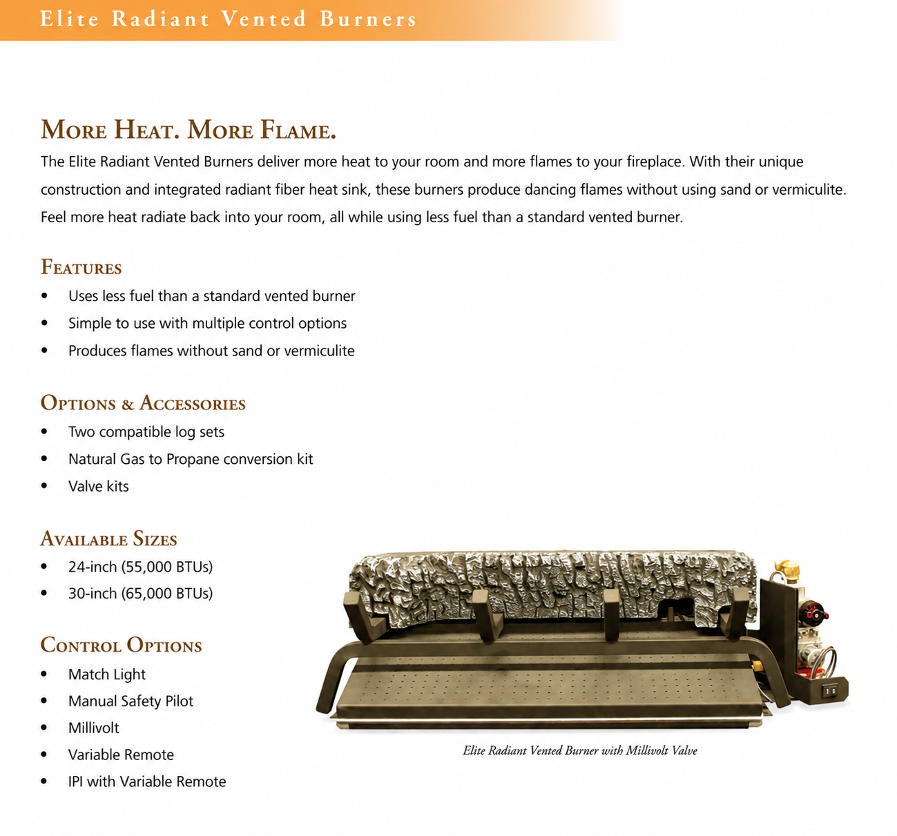 Empire Elite Radiant 30" 65,000 BTU Indoor Vented Burner