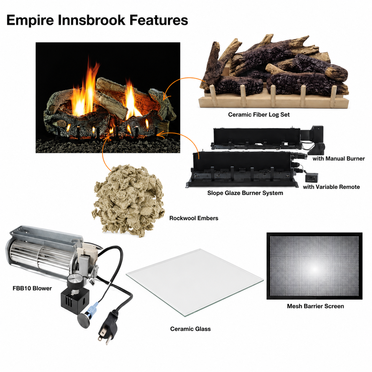 Empire Innsbrook 20" Small Direct Vent Clean Face Gas Fireplace Insert