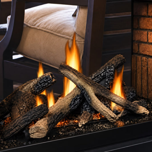 Empire LSU24SPF 24" Campfire Ceramic Fiber Multi Sided Log Set With Floor for Tahoe Clean Face 36" Peninsula and See Through Fireplace