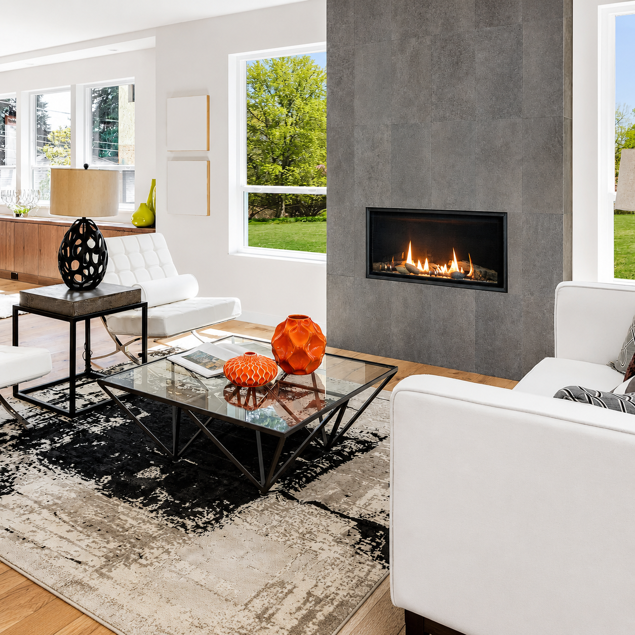 Empire Loft 36" Linear Direct Vent Gas Fireplace With On/Off Switch and Crushed Glass