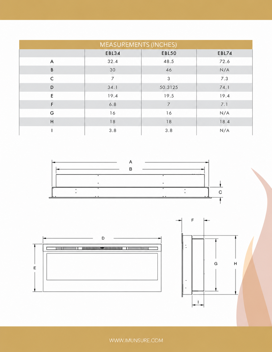 Empire Nexfire 34" Contemporary Linear Electric Fireplace EBL34