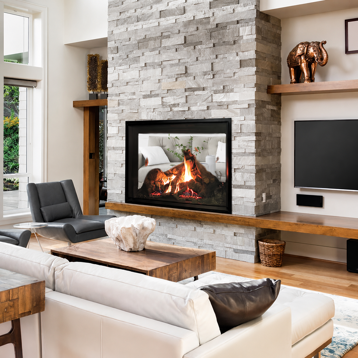 Empire Rushmore 40" Clean Face See-Through Direct Vent Fireplace with TruFlame Technology