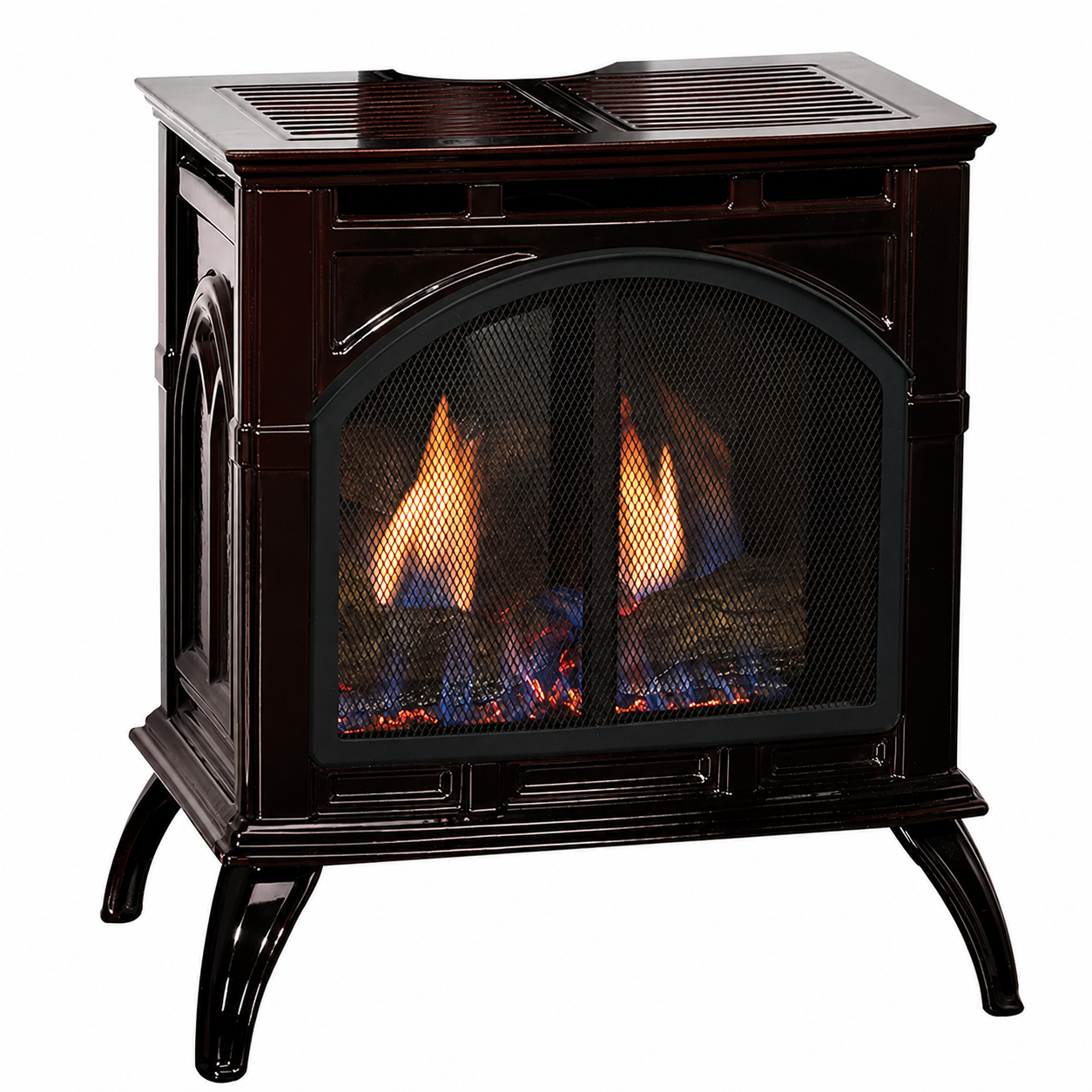Empire Spirit 22" Cast Iron Small Freestanding Direct Vent Gas Stove with Slope Glaze Burner and Log Set