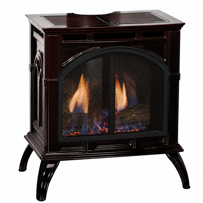 Empire Spirit 22" Cast Iron Small Freestanding Direct Vent Gas Stove with Slope Glaze Burner and Log Set
