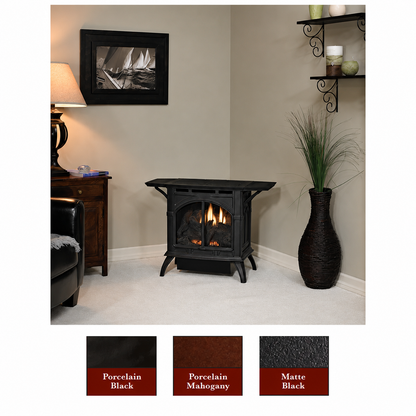Empire Spirit 22" Cast Iron Small Ventless Stove 10,000 BTU Millivolt Control With Contour Burner and Log Set