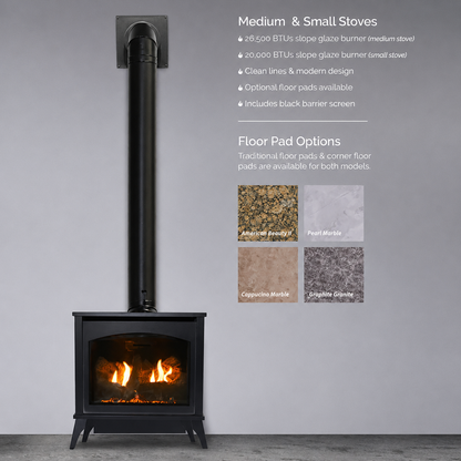 Empire Spirit 22" Steel Small Freestanding Direct Vent Gas Stove with Slope Glaze Burner and Log Set