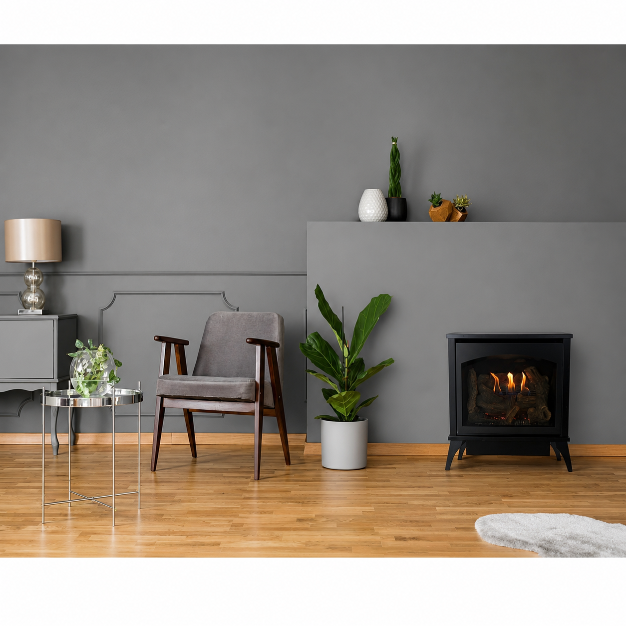 Empire Spirit 22" Steel Small Freestanding Vent-Free Gas Stove with Contour Burner and Log Set
