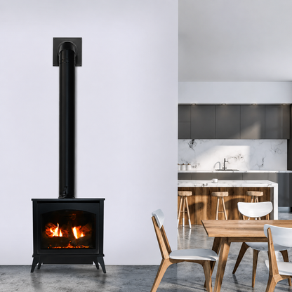 Empire Spirit 27" Steel Small Freestanding Direct Vent Gas Stove with Slope Glaze Burner and Log Set