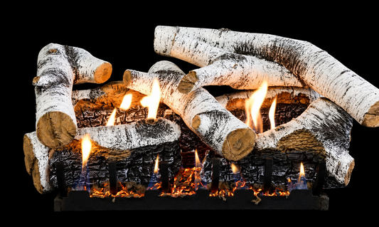 Empire Super Birch Burncrete Ceramic Fiber 7 Piece Vented/Vent-Free Gas Log Set