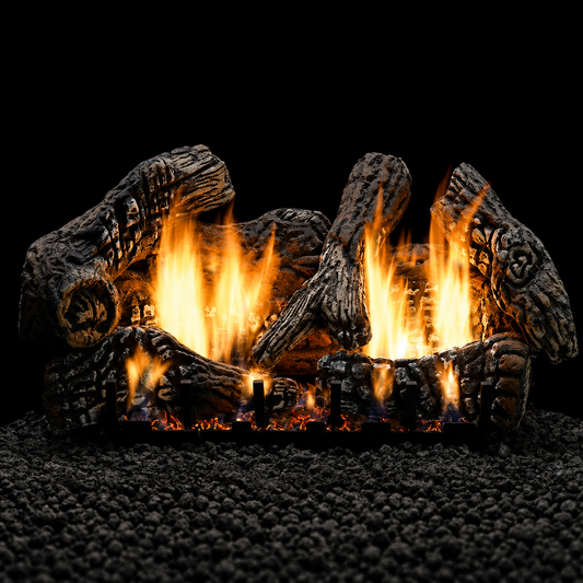 Empire Super Charred Oak Ceramic Fiber 6 Piece Vented/Vent-Free Gas Log Set