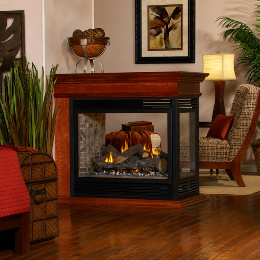 Empire Tahoe Premium 36" Multi-Sided Peninsula Gas Fireplace with Banded Brick Liner