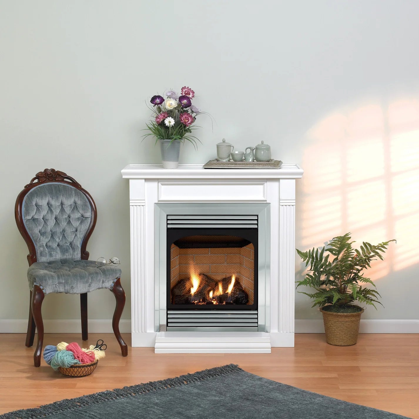 Empire Vail Deluxe 26" Special Edition Vent Free Gas Fireplace With Mantel, Burner & Log Set