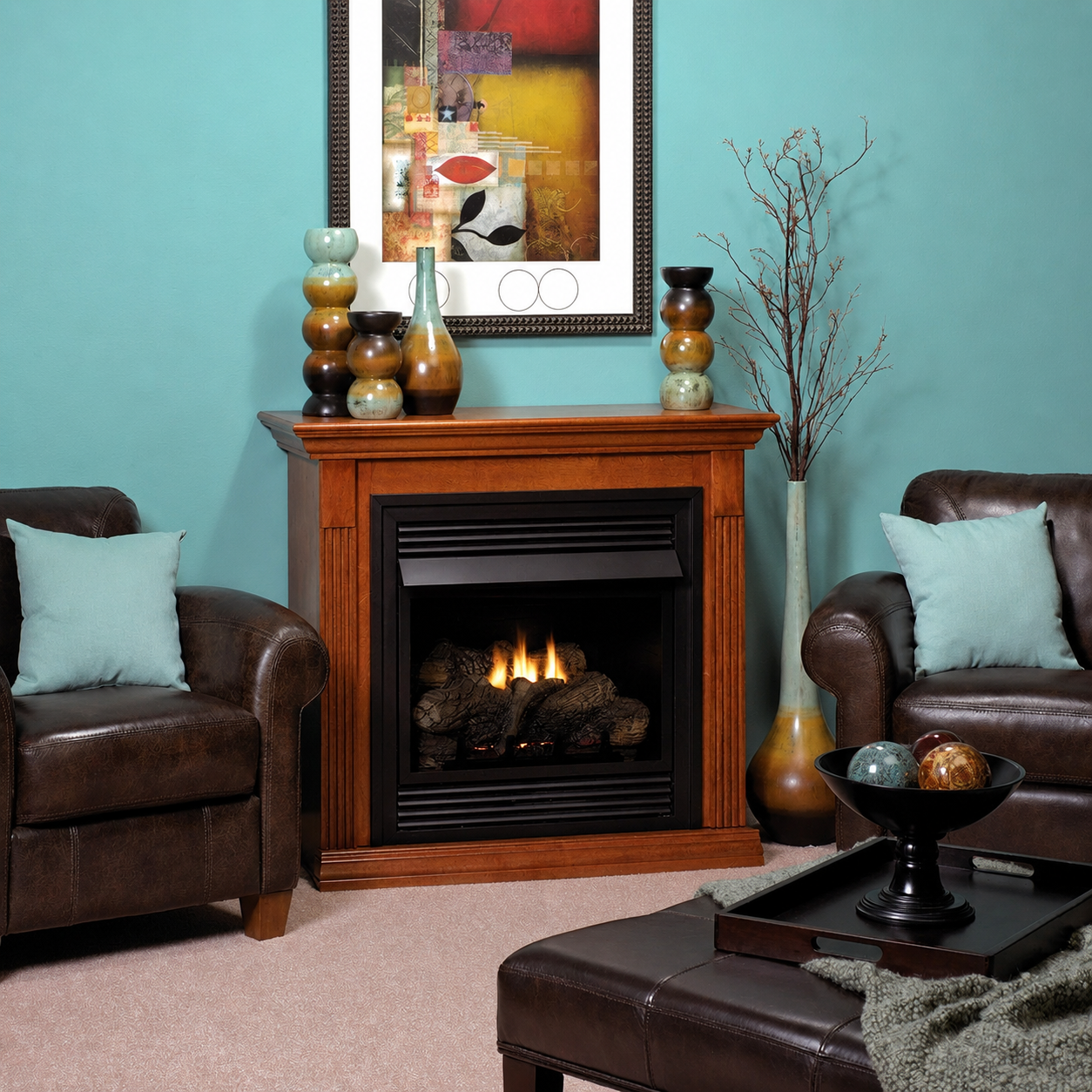 Empire Vail Deluxe 26" Vent Free Gas Fireplace 20,000 BTU with Contour Burner and Log Set