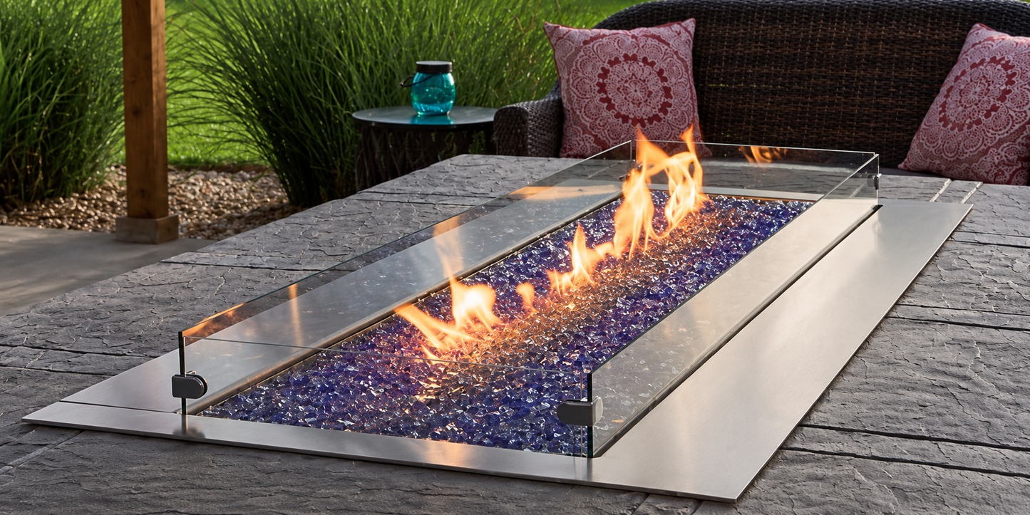 Empire WG484LT High Wind Deflector Glass Panel Kit for 48" Carol Rose Coastal Outdoor Linear Fire Pit