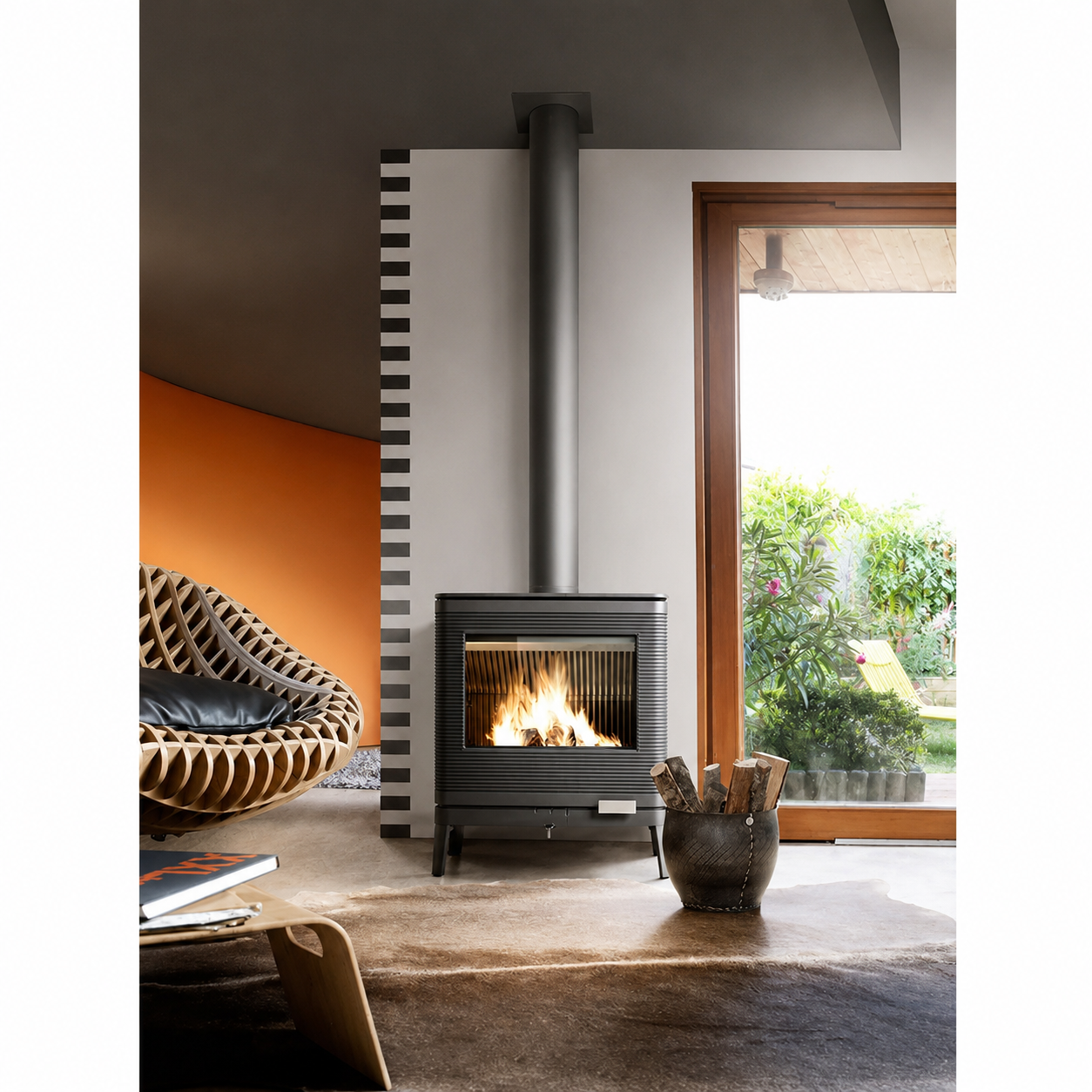 Invicta Kazan 26" Contemporary Cast Iron Wood Burning Stove